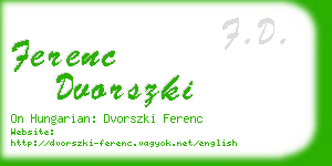 ferenc dvorszki business card